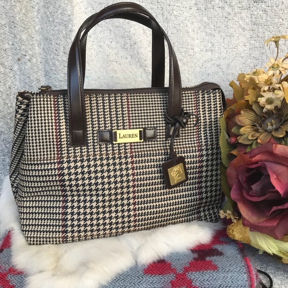 Ralph Lauren Handbags - Ralph Lauren Brown Houndstooth Mini Tote✨